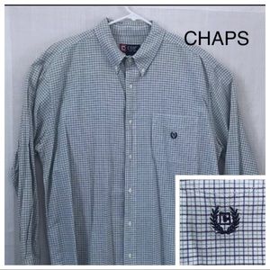 CHAPS BUTTON DOWN SHIRT LONG SLEEVE PLAID SIZE XL